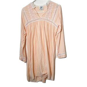Neusteters Vintage Lace Trim Nightgown Nightdress Pink S Long Sleeve 60s 70s USA